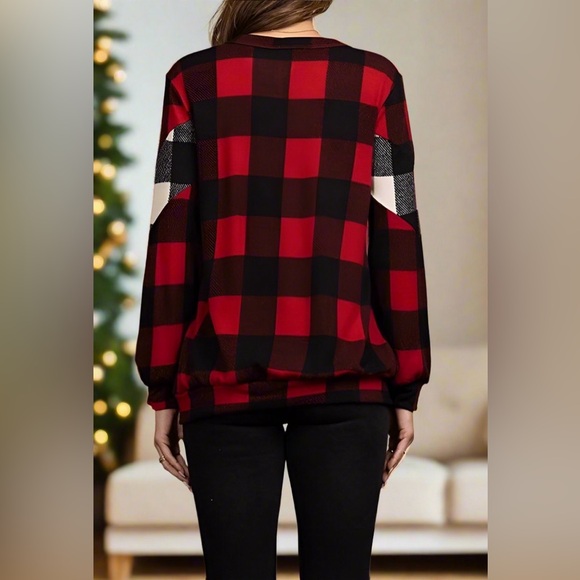 S/M/L NEW Womens Red Plaid Christmas Sweater, Long Sleeve Shirt - Picture 6 of 6